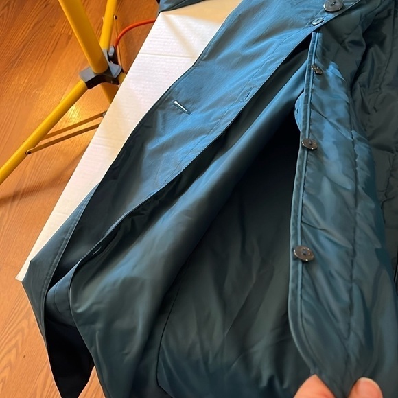 VTG 90’s-Brem rainwear-12P-teal green-double breasted raincoat with shoulder pad - Picture 9 of 14